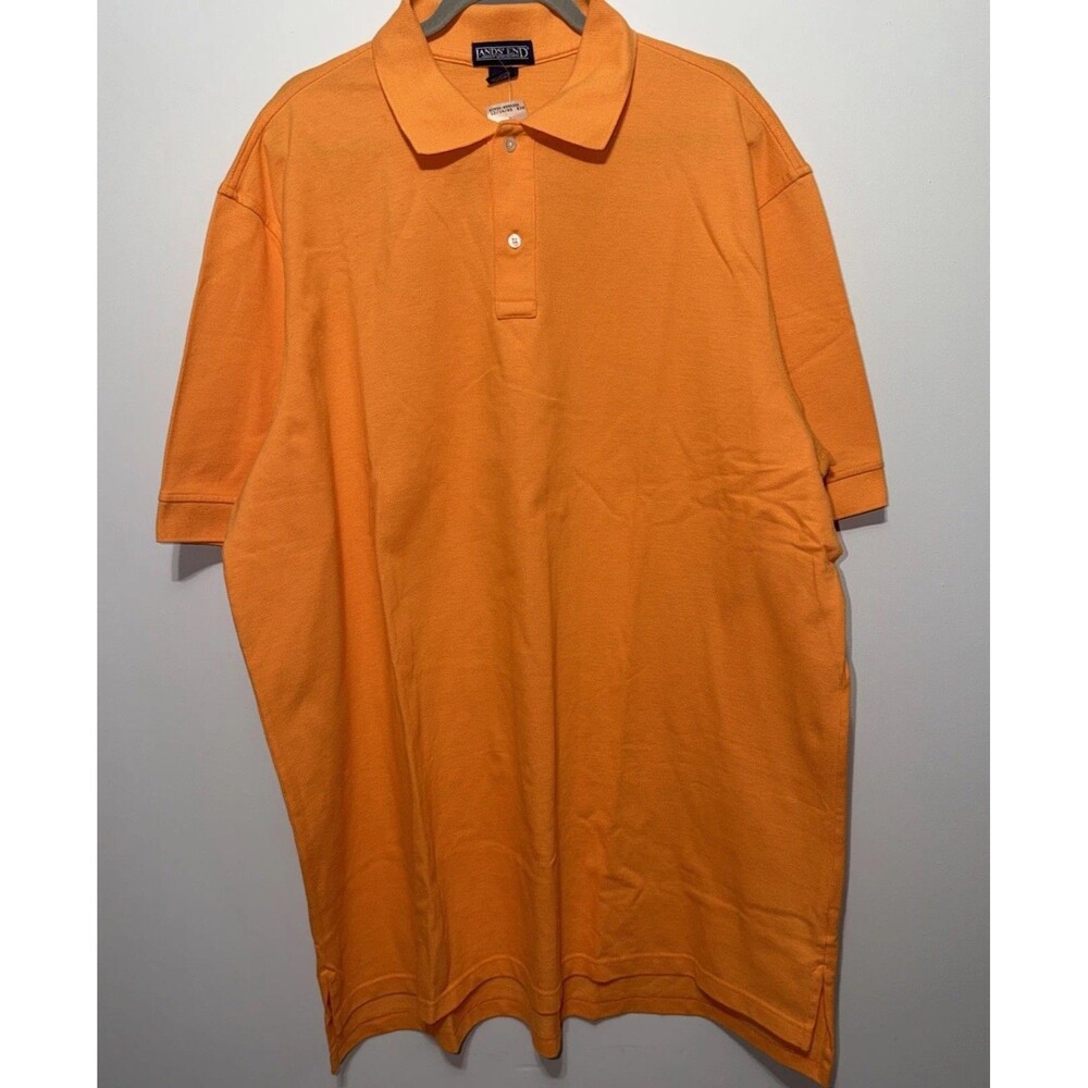 Lands End Vtg Y2K NWT Orange Mesh Polo Mens Sz XXL Tall Preppy